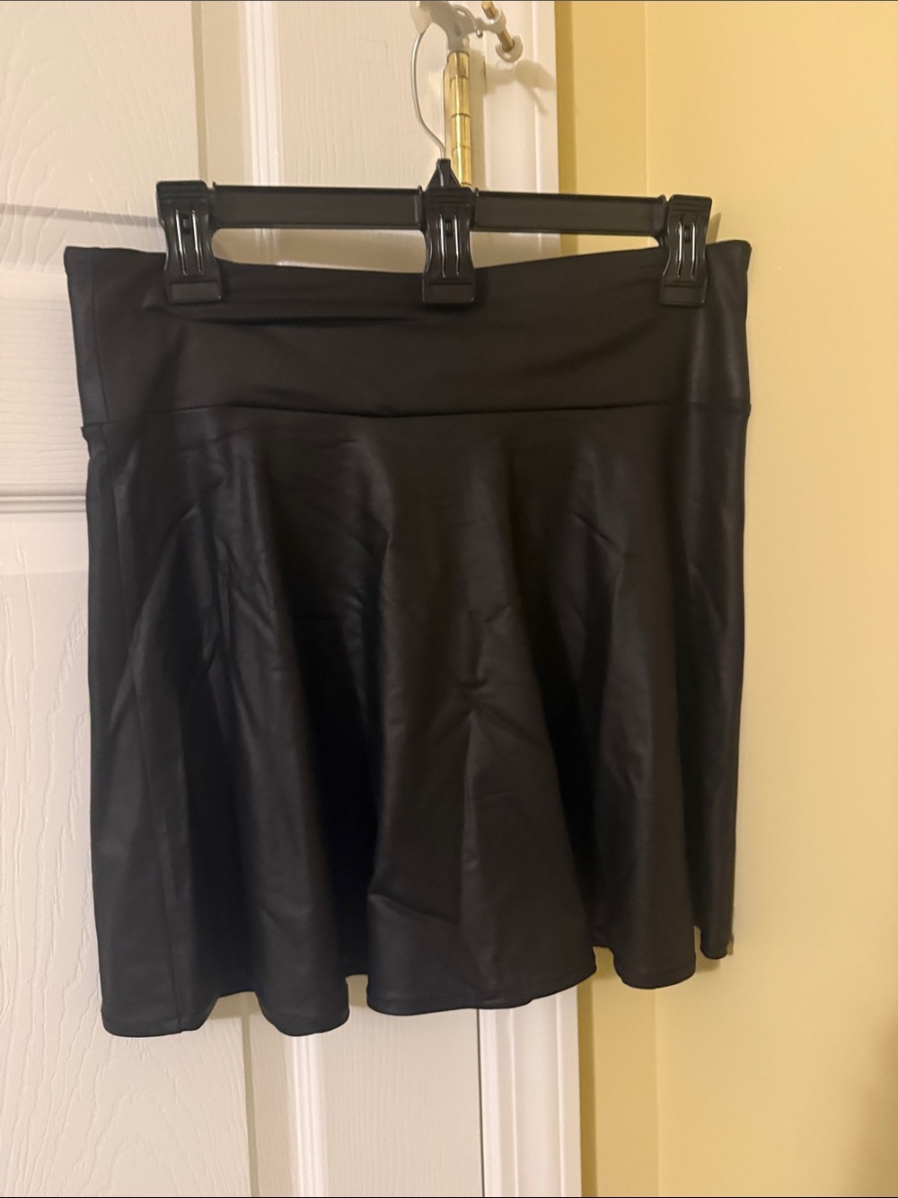 Forever 21 Black Faux Leather Skater Skirt